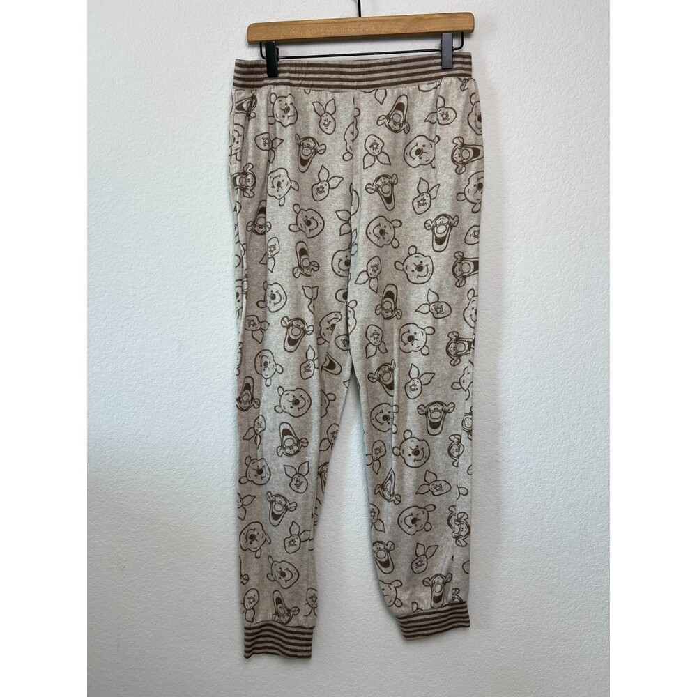 Disney Winnie The Pooh Tigger Piglet Knit Pajama Pants Size Medium Joggers Beige